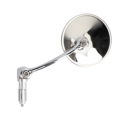 Chrome Round Rearview Mirrors Bar End Mirror for Motorcycle Chopper Cafe Racer