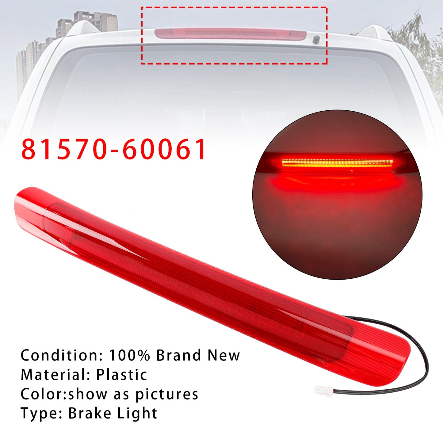 LED 3RD Tail Light Brake Lamp For Toyota Land Cruiser LX470 1998-2007 Red