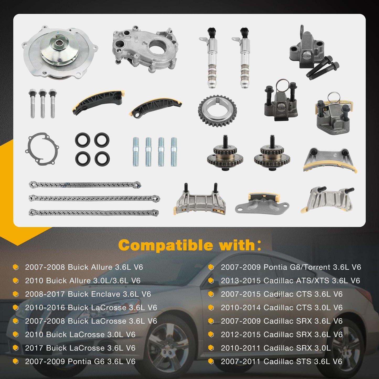 Timing Chain w/ Water Pump Kit For 07-15 Chevy Colorado Camaro GMC Acadia 9-0753