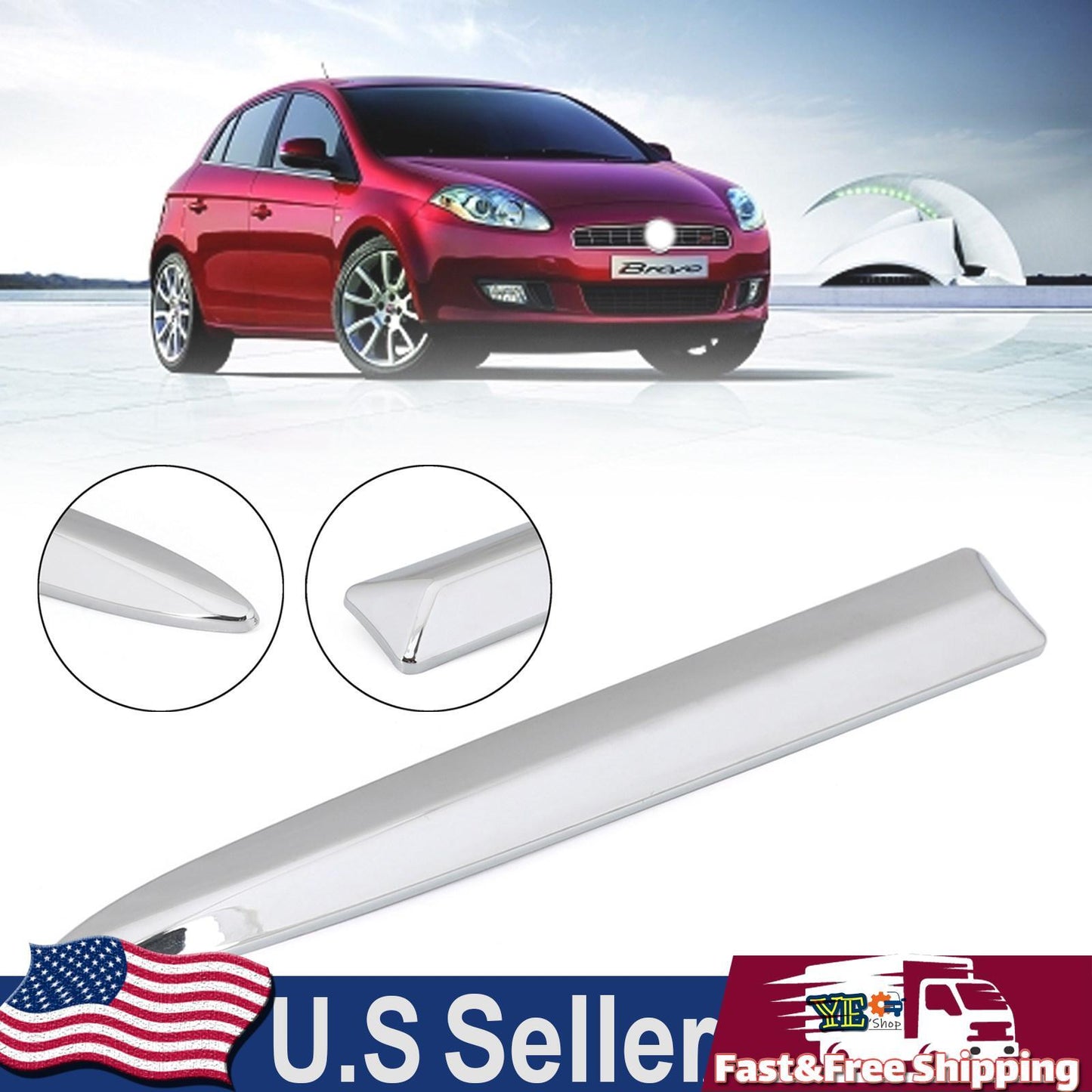 Chrome Left Front Bumper Upper Grill Moulding Trim For Fiat 500 2007-2015