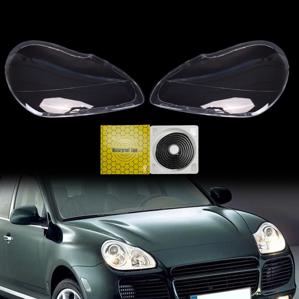 For Porsche Cayenne 2003-2006 Car Headlight Clear Lens Headlamp Cover Shell+Glue