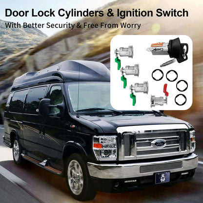 703369 Door & Ignition Switch Lock Cylinder w/ Keys Fit 1997-18 Ford E-150 E-250