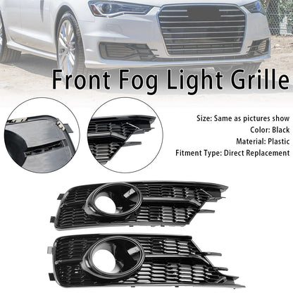 ??Pair Front Bumper Lower Light Cover Grille Fit AUDI A6 C7 2016-2018 W/ACC Hole