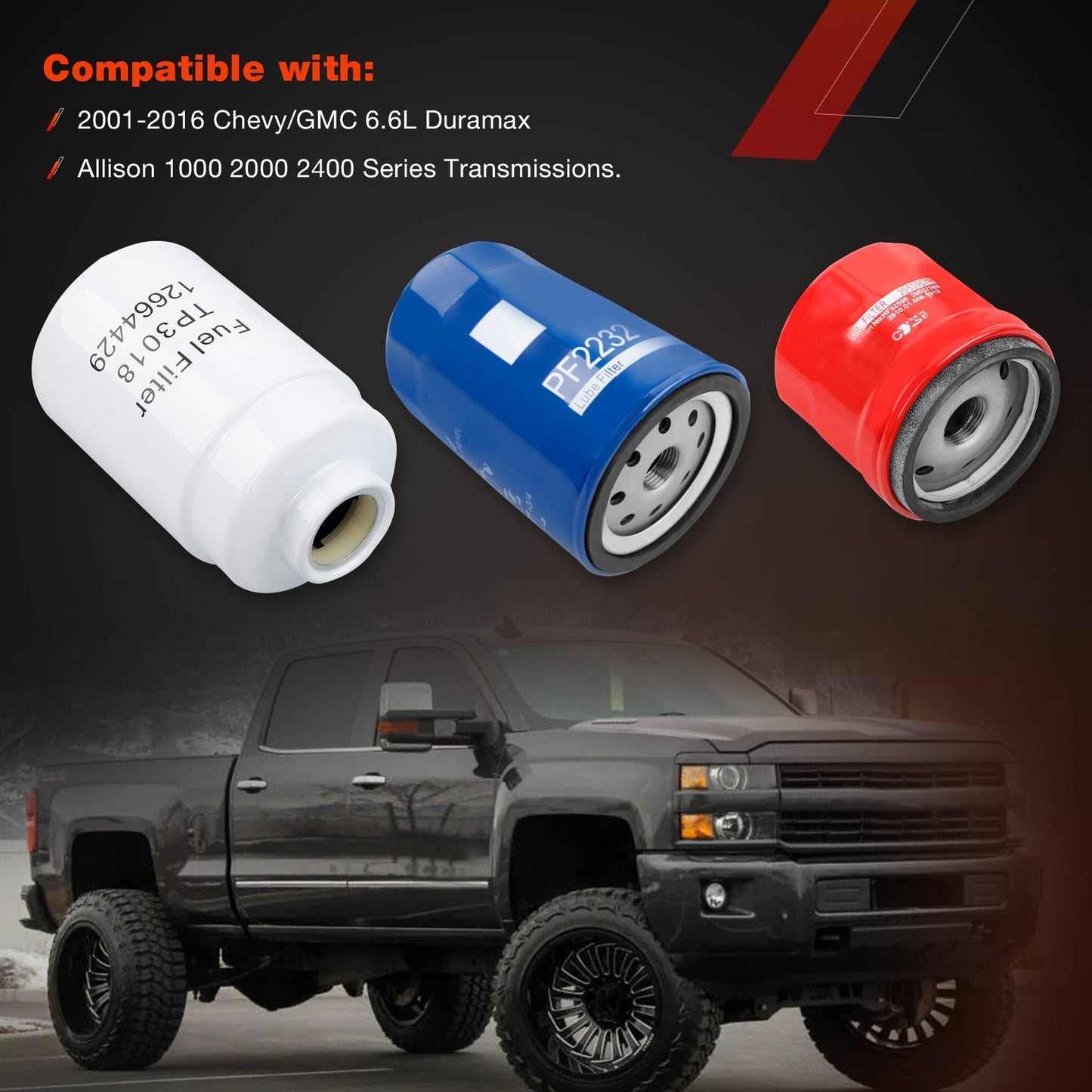 6.6L Duramax Diesel Fuel Filter Kit For 01-16 Chevy Silverado 3500  Express 2500