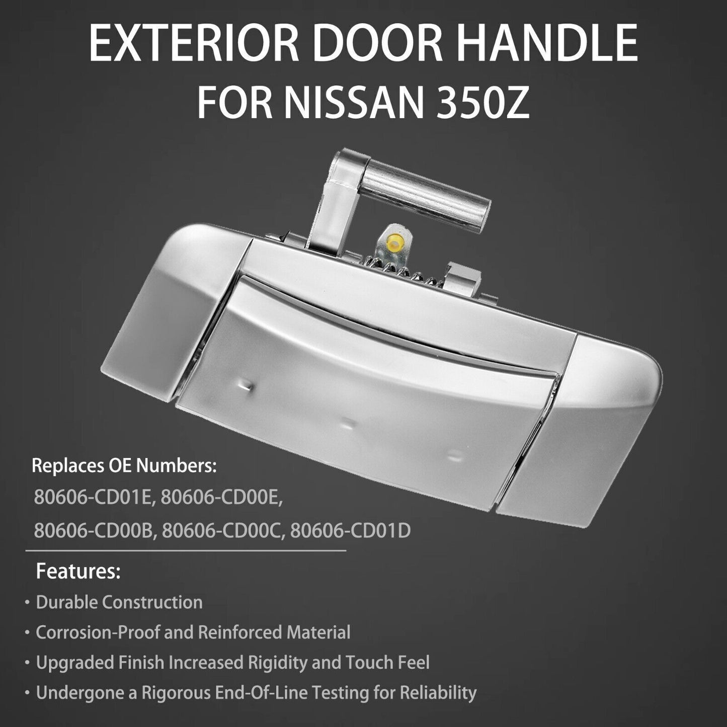 Exterior Door Handle Driver & Passenger Side Silver for 2003-2009 Nissan 350Z