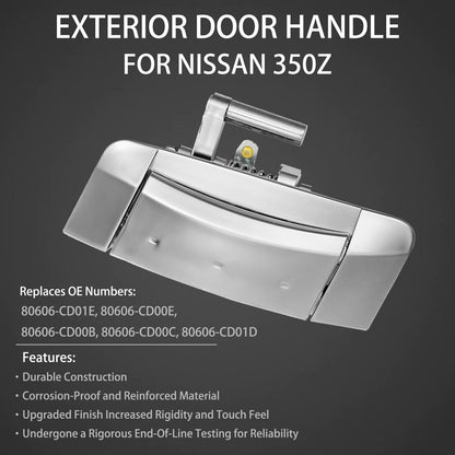 Exterior Door Handle Driver & Passenger Side Silver for 2003-2009 Nissan 350Z