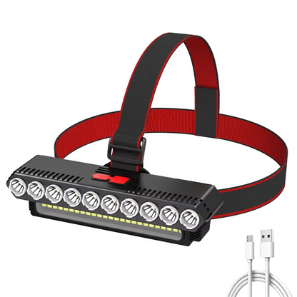 Super Bright 10 LED Dual Light Source Led Headlights Rechargeable And Waterproof