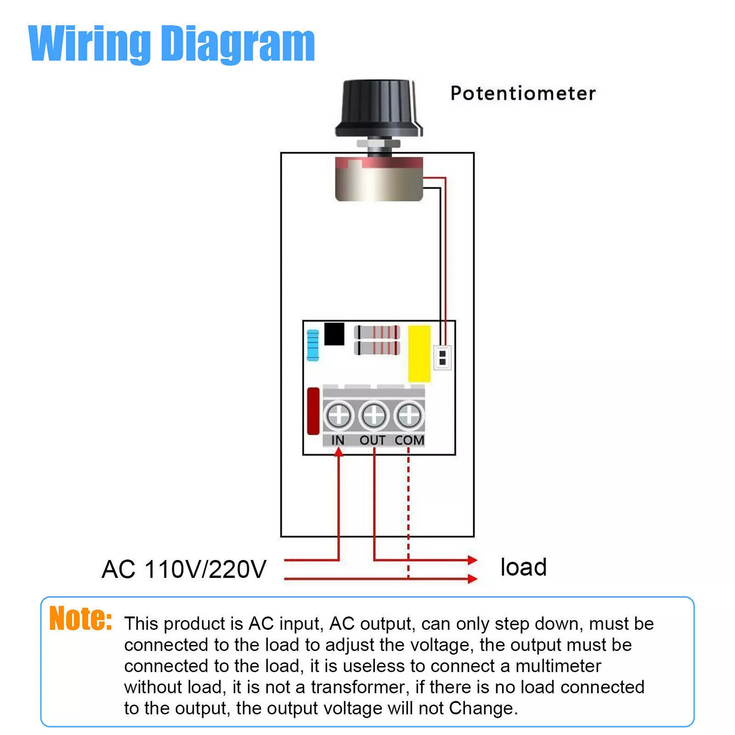AC 110-230V 10000W SCR Motor Speed Controller Volt Regulator Dimmer Thermostat