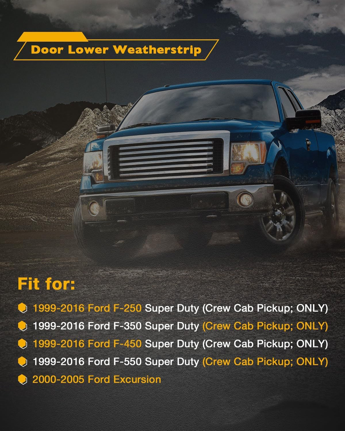 4x Door Lower Weatherstrip Seal For 1999-16 Ford F250 F350 F450 F550 Super Duty