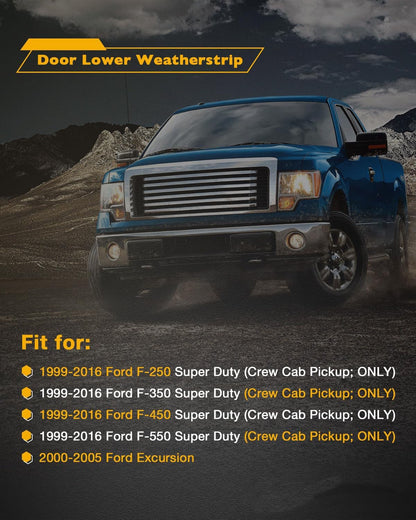 4x Door Lower Weatherstrip Seal For 1999-16 Ford F250 F350 F450 F550 Super Duty