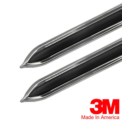 Vintage Style 7/8" Black & Chrome Side Body Trim Molding - Formed Pointed Ends