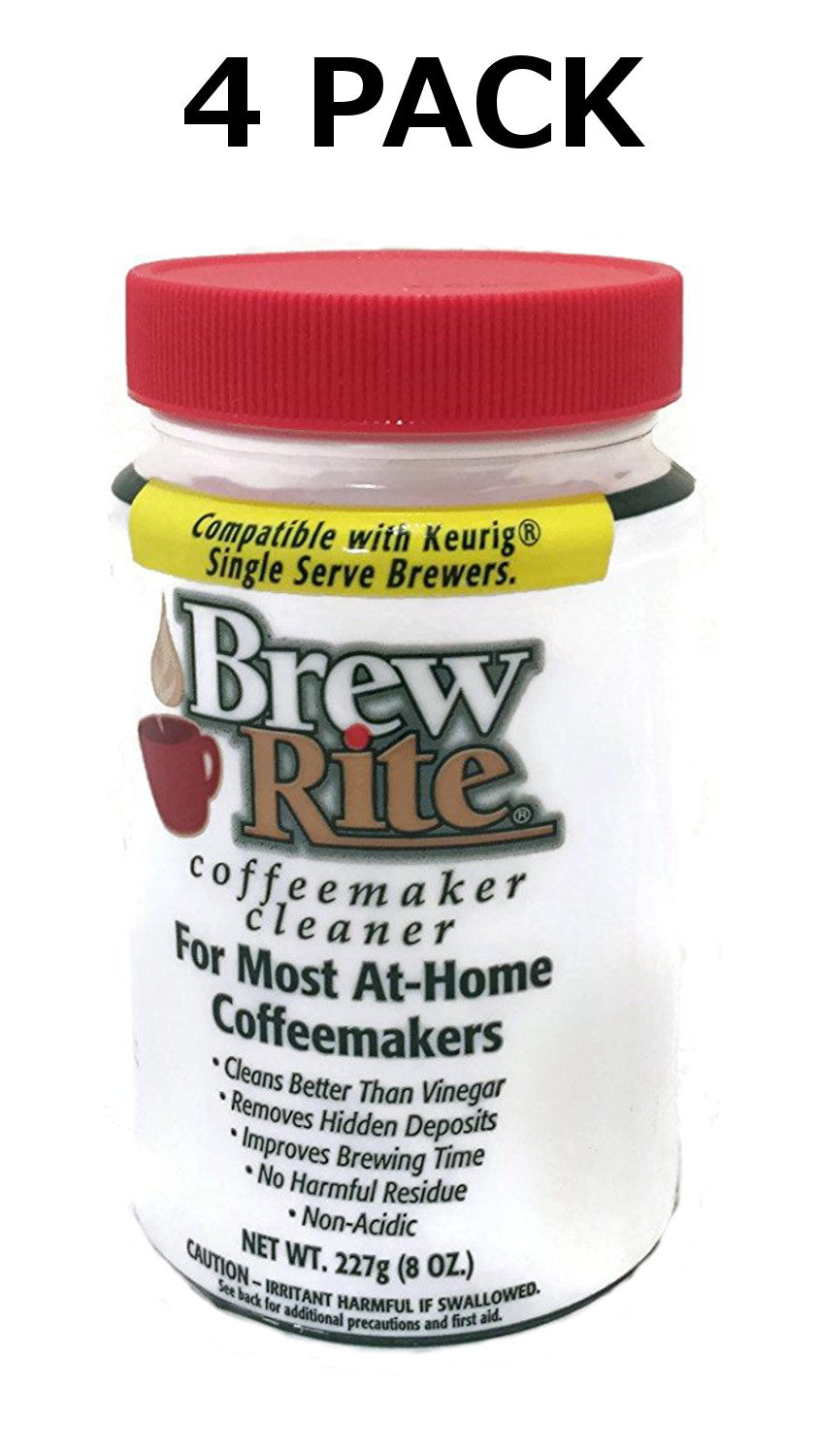 Solid Spare (4) Brew Rite Coffee Maker Cleaner for Espresso Machines and Drip Coffeemakers
