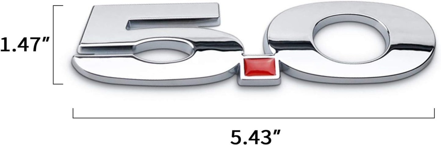 2x Side Badge Fender Emblems 3D Chrome Finish Logo 5.0 Decal Ford Mustang Cars