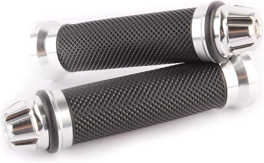 Silver 7/8" 1" Handlebar Hand Grips Rubber Gel For Honda Suzuki Kawasaki Yamaha