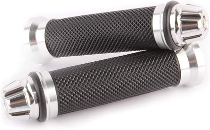 Silver 7/8" 1" Handlebar Hand Grips Rubber Gel For Honda Suzuki Kawasaki Yamaha