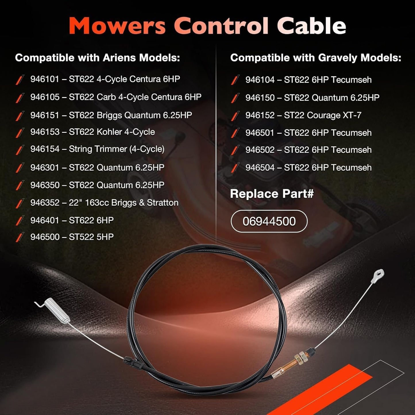 06944500 Control Cable For Ariens Gravely ST622 ST522 ST22 String Trimmers