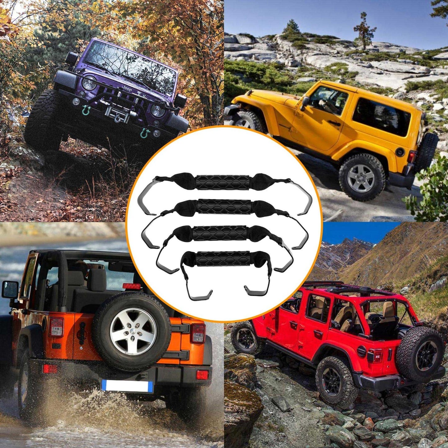 Roll Bar Grab Handles Grip Handles Fits 2018-2023 Jeep Wrangler Gladiator JL JT