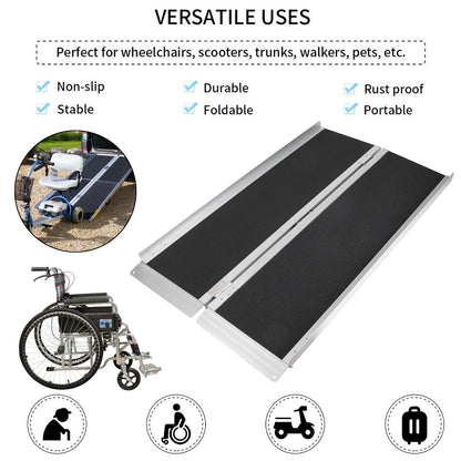 4FT Portable Wheelchair Ramp Non Skid Aluminum Foldable Mobility Scooter Ramp,