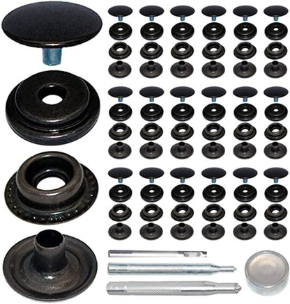 Heavy Duty Snap Fastener Button Kit 70 Set 15mm 5/8" Stainless Steel for Leather
