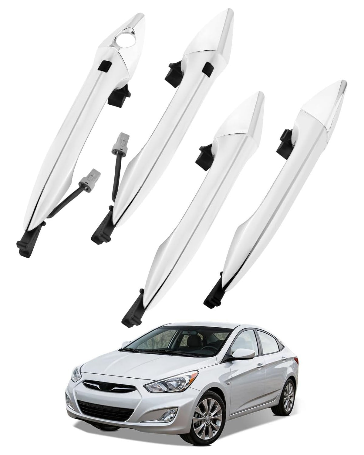 Outside Exterior Door Handle Set Fit 2011-2016 Hyundai Elantra Chrome 836623X020
