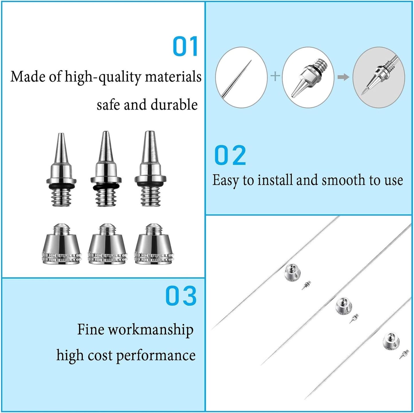 For Airbrushes Spray Gun Airbrush Nozzle Needle Replacement Parts 0.2/0.3/0.5mm