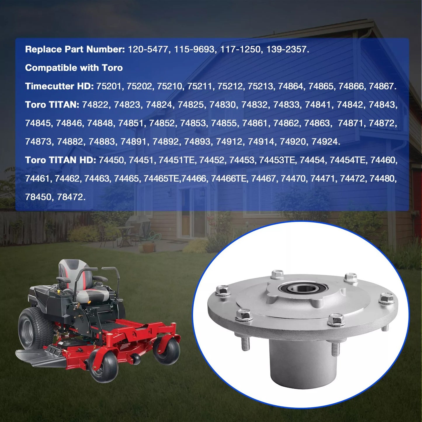 2x Mower Deck Blade Spindle Assy For Toro Zero Turn 120-5477 115-9693 117-1250