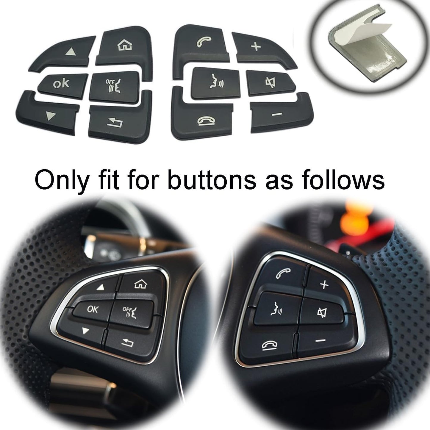 Steering Wheel Button Black Trim For Mercedes Benz GLC C Class W205 2015-2018 Y