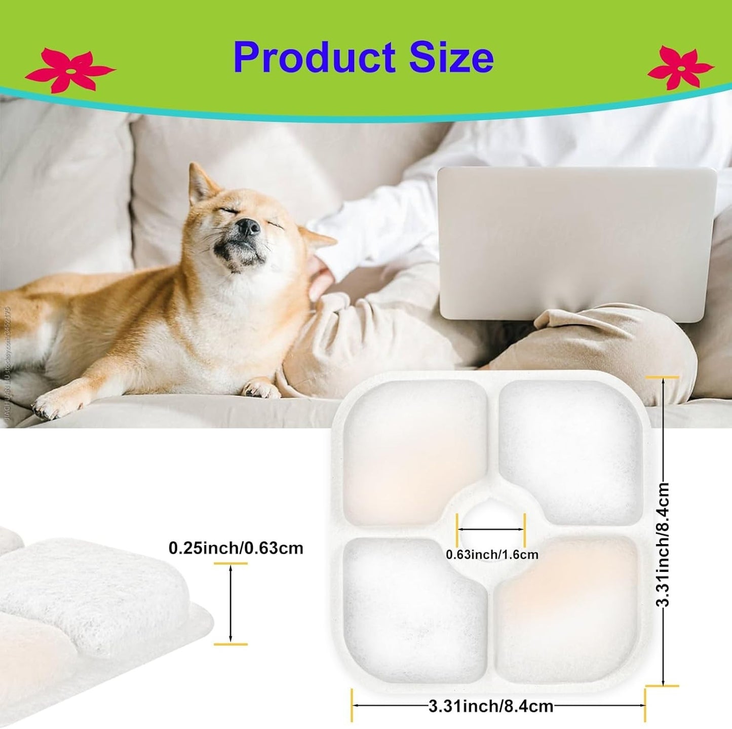 12pcs Cat Water Fountain Filters Fits for Catit PIXI All 80oz Pet Fountain