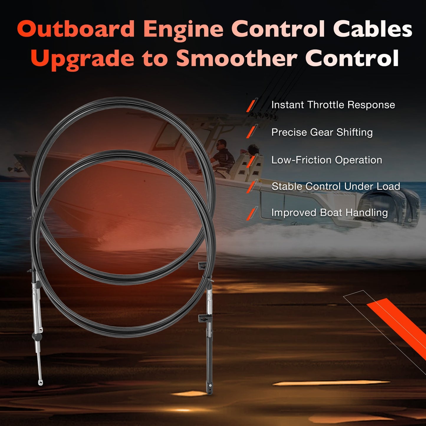 2PCS 13FT Outboard Throttle Cable Gen I Control Shift Cables For Mercury Mariner