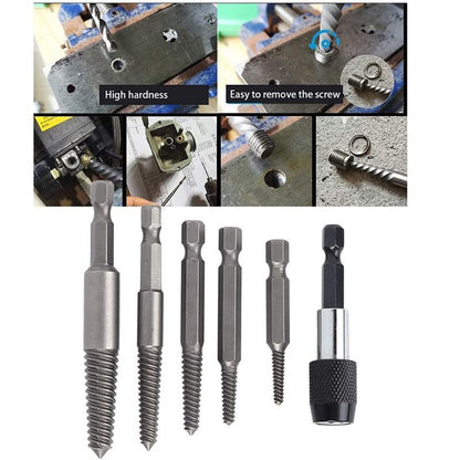 6Pcs Stud Screw Extractor Remover 1/4 Inch Hex Shank Damaged Bolt Drill Bit Tool