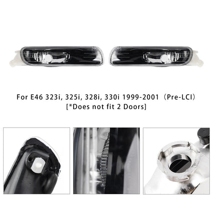 Pair Front Bumper Fog Light Without Blubs  For E46 323i 325i 1998-2001（Pre-LCI）