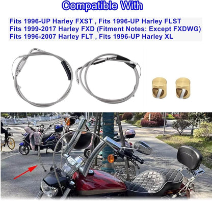 42in. Stainless Steel Throttle and Idle Cable Set For Harley Davidson 56579-02A