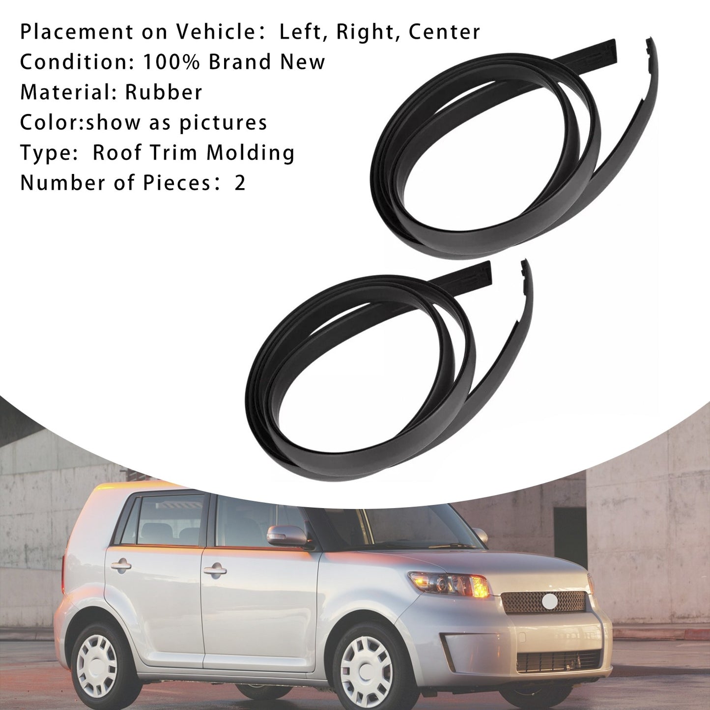 2PCS Roof Drip Molding Trim Center Rubber For Scion xB 2008-2015 US