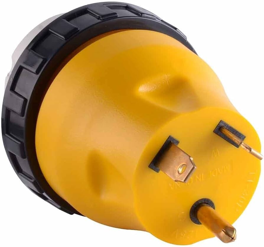 Solid Spare Superior RVA1510L 30 Amp Male to 50 Amp NEMA Female Locking Adapter