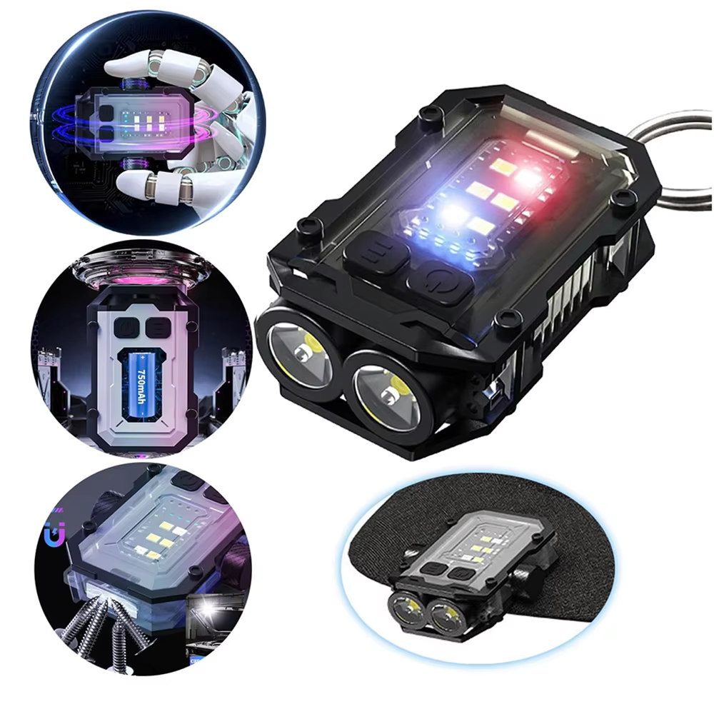 2pcs Mini Pocket Keychain Flashlight EDC Flashlight LED COB Night Light Lamp