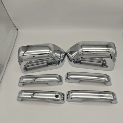 For 2017-2022 Ford F-250 F-350 F-450 Top Half Chrome Mirror+4 Door Handle Covers