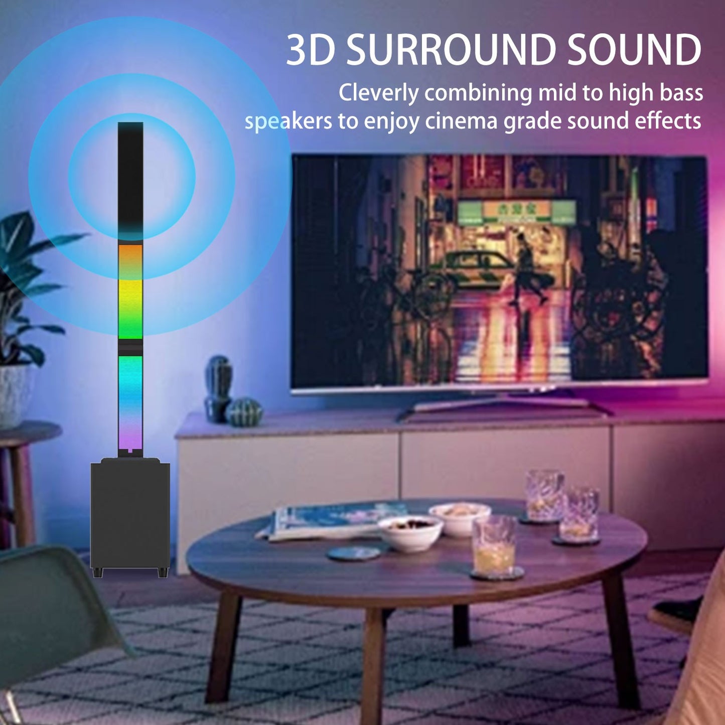 2.1 Subwoofer RGB Detachable TWS Wireless Karaoke Home Theater Bluetooth Speaker