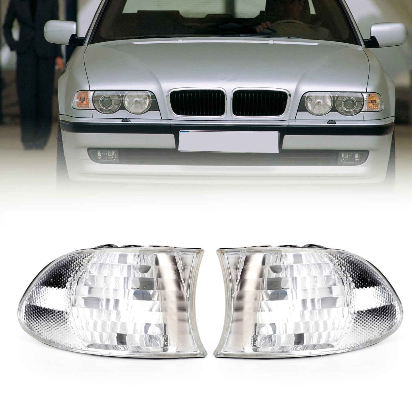 Corner Lights Parking Lamps Pair For BMW 7-Series E38 1999-2001 White*