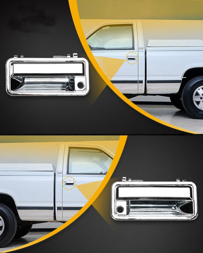 Chrome Exterior Door Handle Front w/Lock Cylinders For 88-01 Chevy GMC C/K 1500