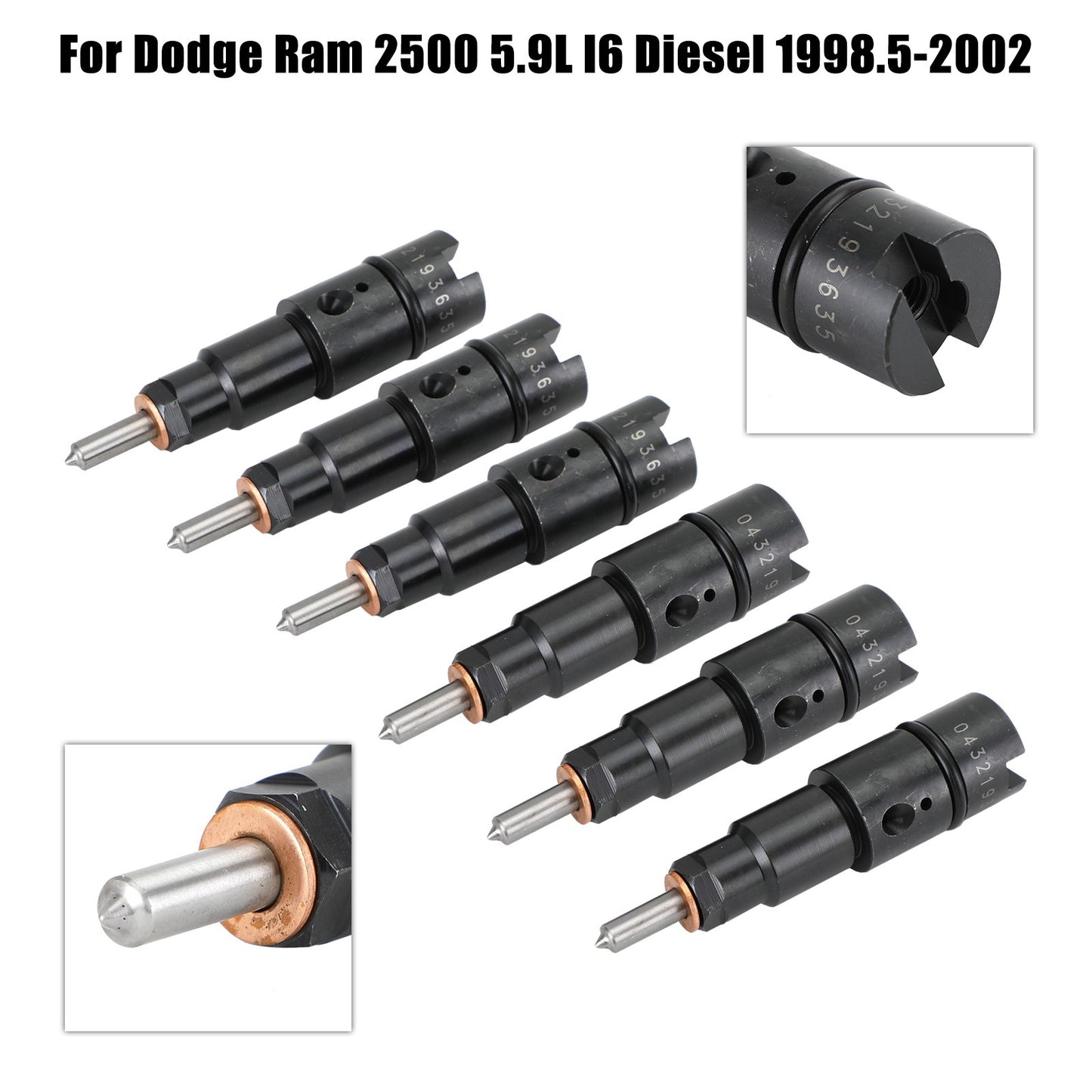 6PCS Fuel Injectors 0432193635 RV275 Fit Dodge Cummins 5.9L 1998-2002 40-50 HP