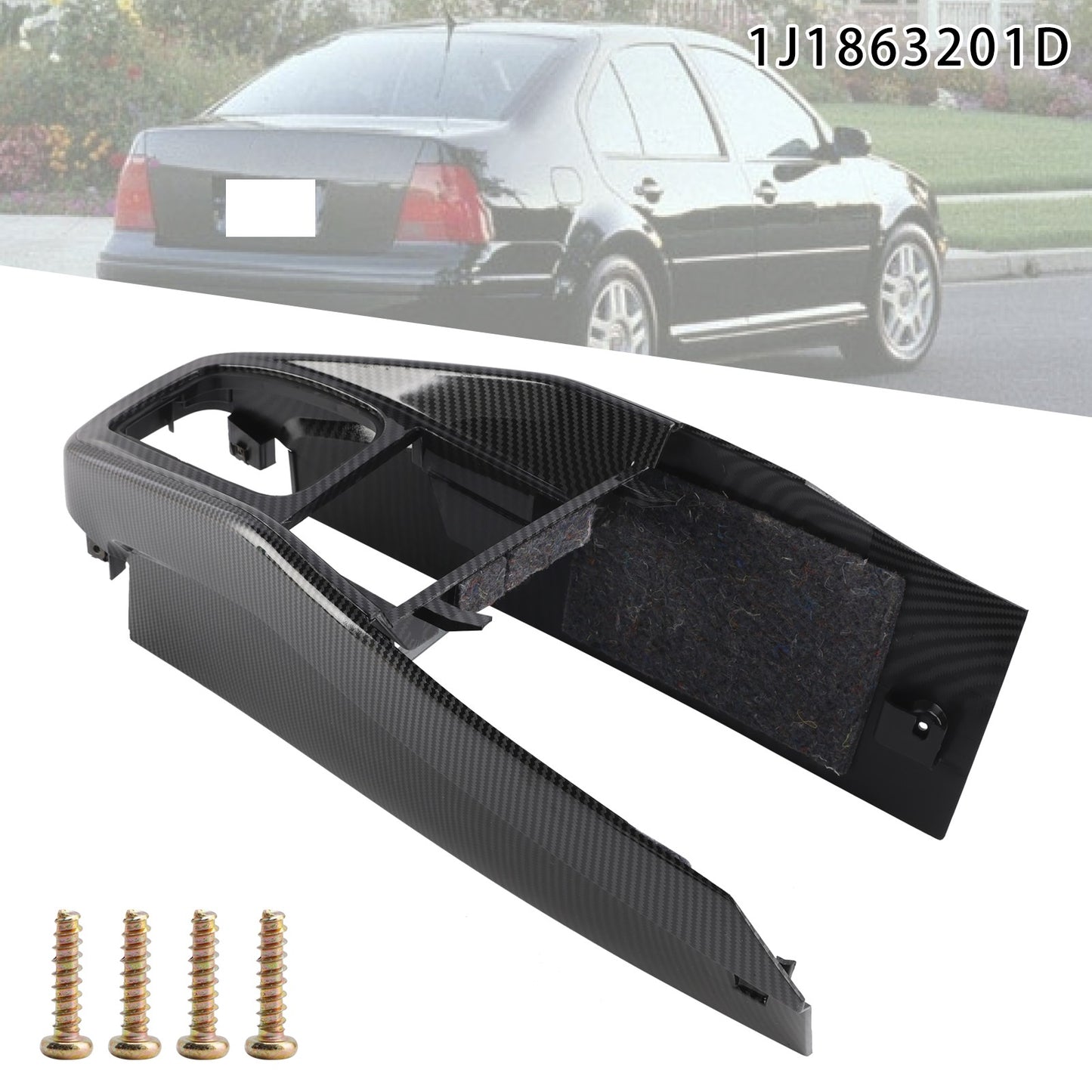 Car Center Console Trim 1J1863201D For VW Golf Jetta Carbon Fiber Pattern