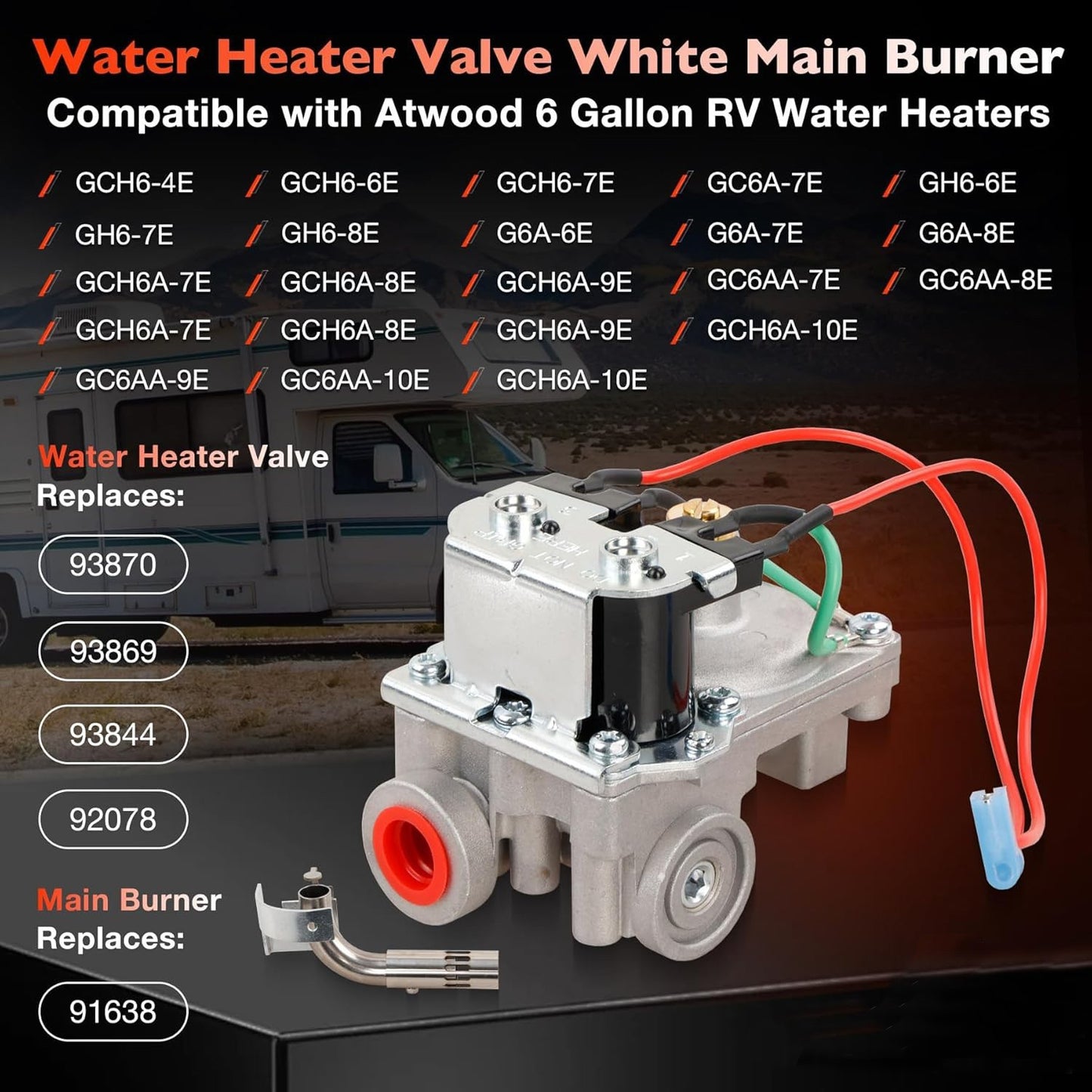 RV Water Heater Solenoid Gas Valve For Atwood 6 Gallon 93844 93870 92078 92089