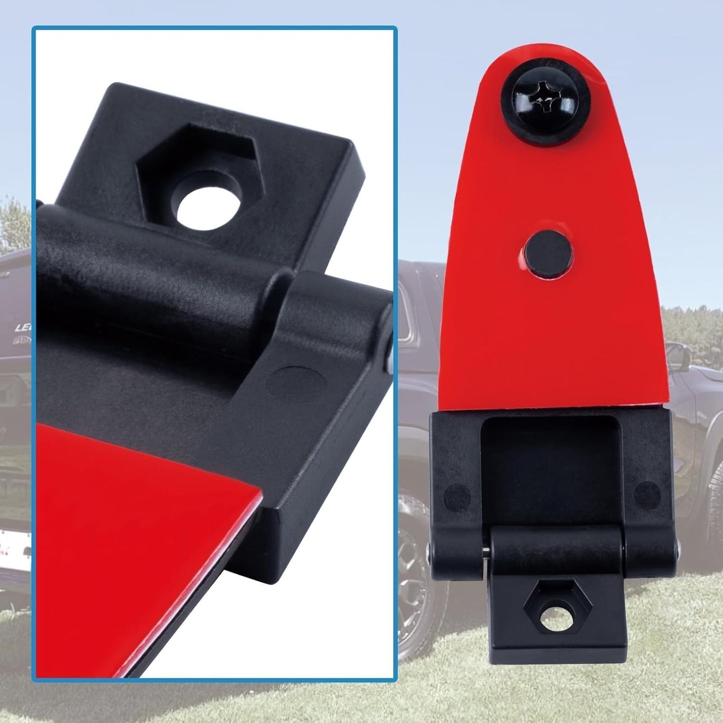 2 All Glass Rear Door Hinges with Hardware 103528-100XL/100LE for LEER Truck Cap