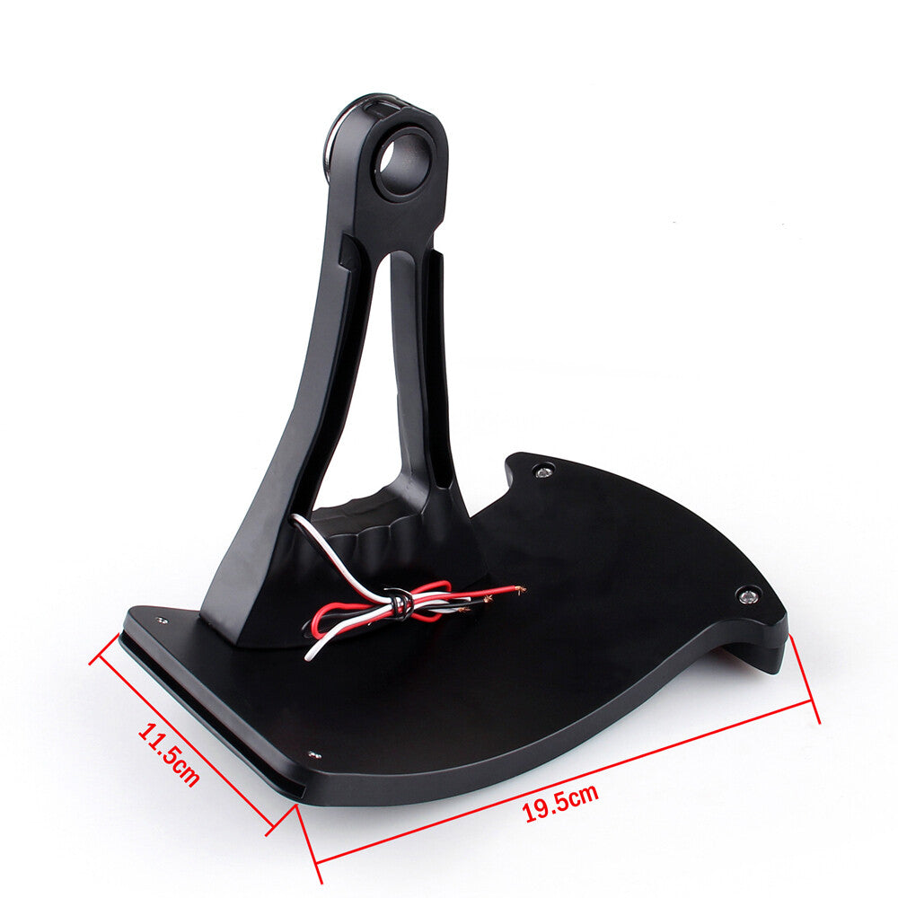 Side Axle Mount Black Billet License Plate Bracket Taillight Led Fit Harley BLK