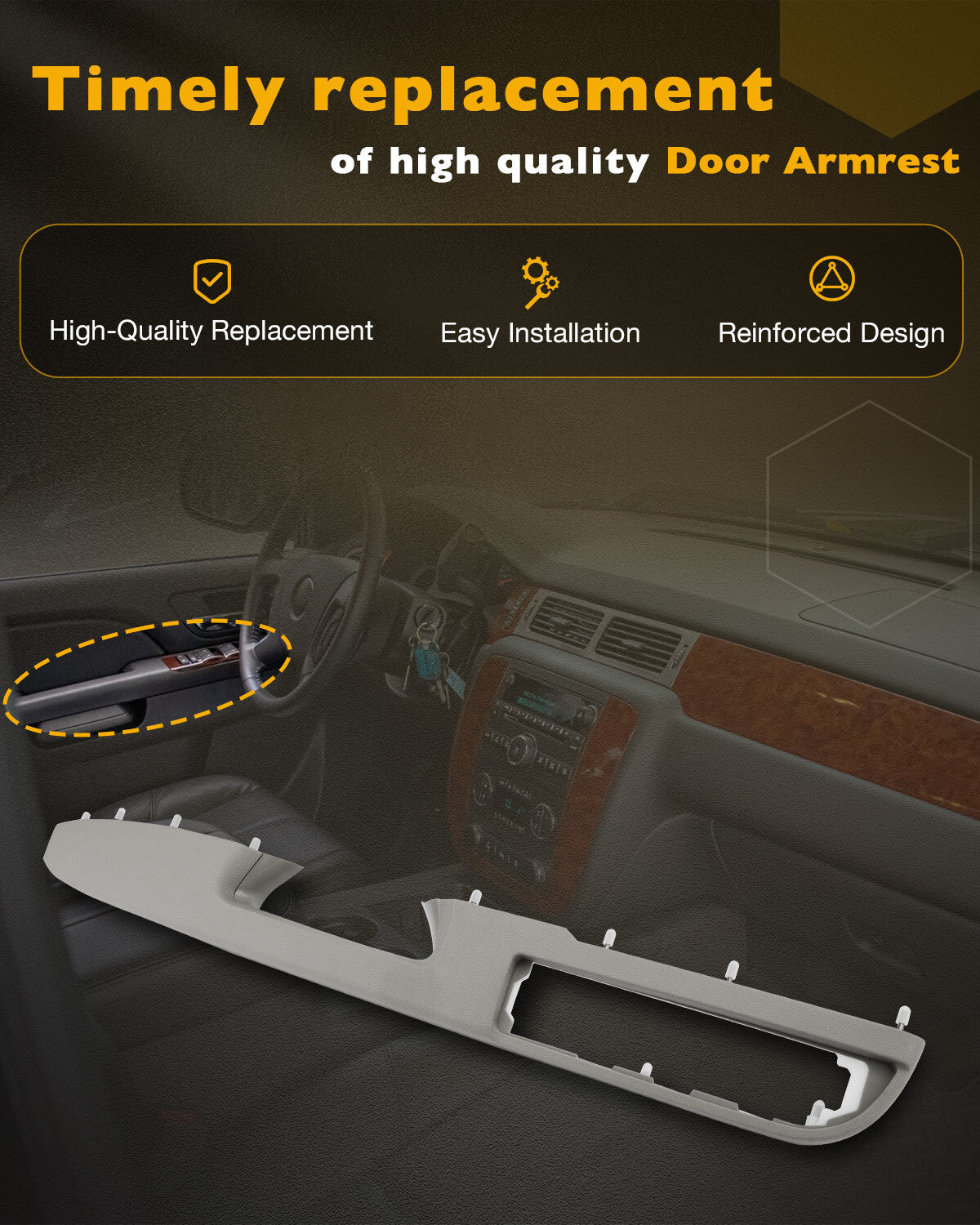 Driver Armrest Repair Kit For 10-14 Chevy Silverado GMC Sierra 1500 2500 3500 HD