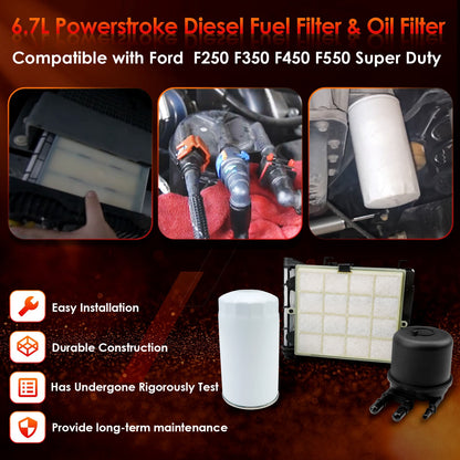 6.7 Diesel Fuel Oil Filter Kit Fit 2017-2023 F-250 F-350 F-450 F-550 Super Duty