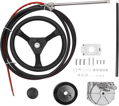 16 Ft Feet Boat Rotary Steering System w/ Wheel Kit For Outboard Marine SS13716