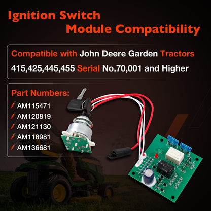 AM136681 Ignition Switch Module w/ keys For John Deere 415 425 445 455 AM120819