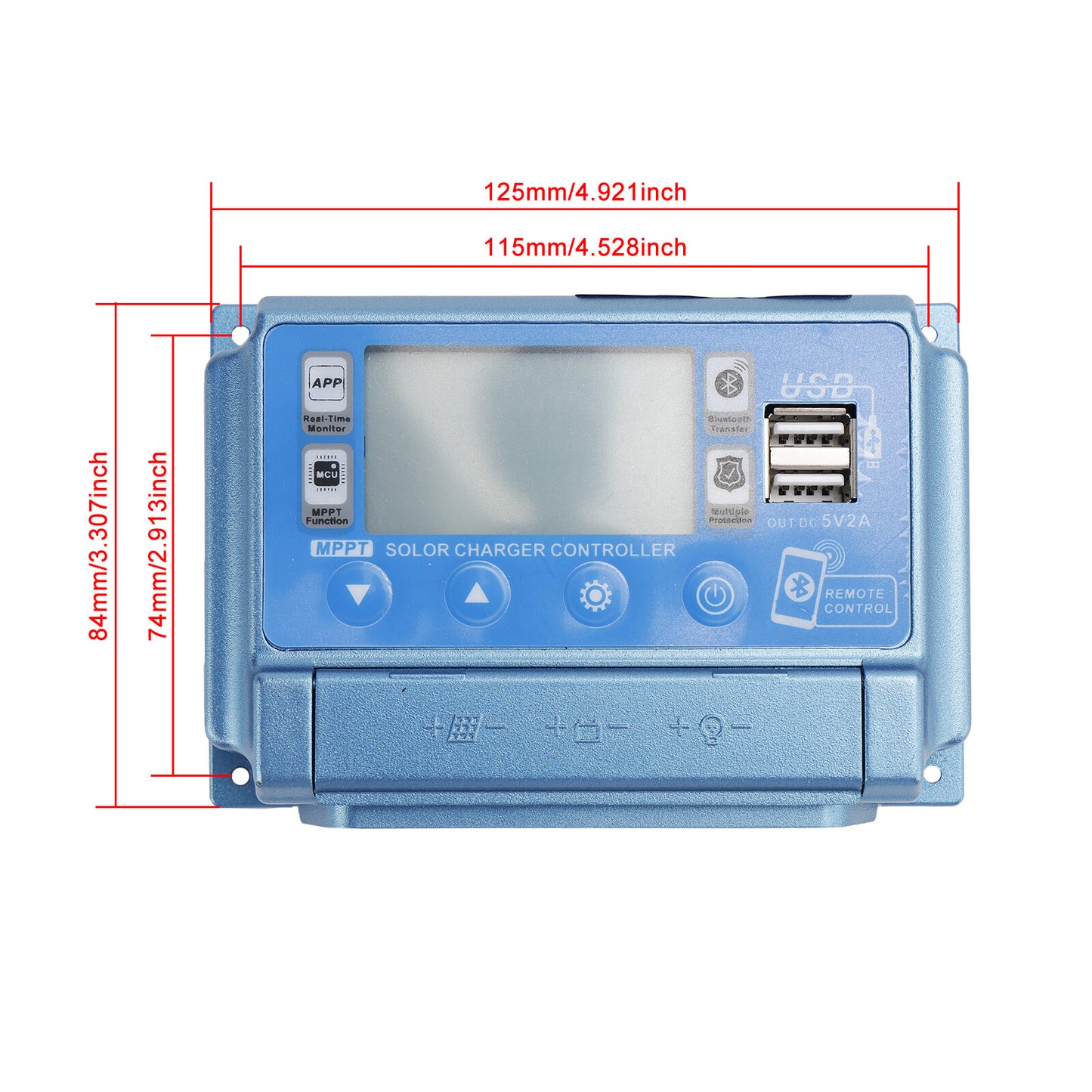 30A MPPT Bluetooth APP Solar Charge Controller Charger Fits 12V-60V Battery Blue