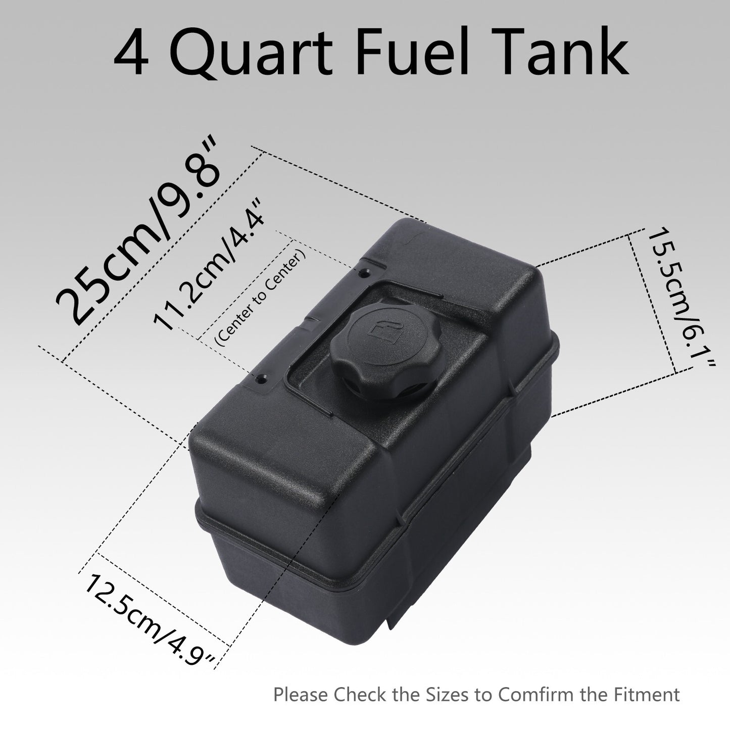 4 Quart Plastic Fuel Tank w/ Cap & Shut-Off Valve Fit for Briggs & Stratt 691993